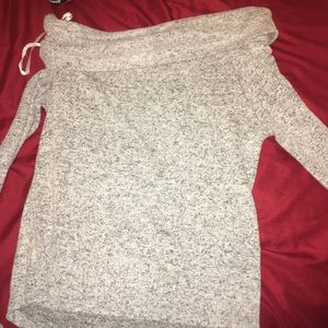 Gray long sleeve over the shoulder shirt